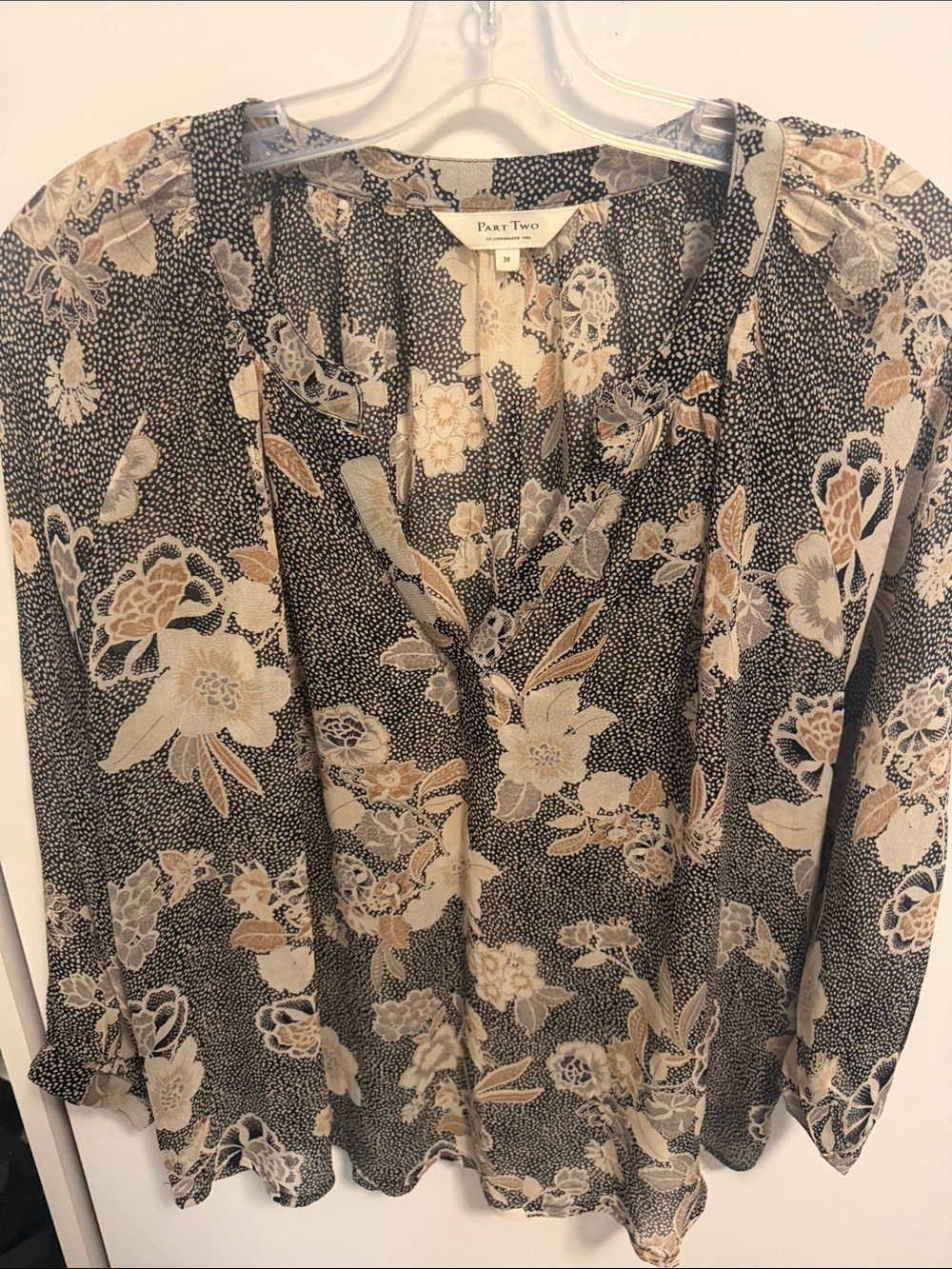 Black Floral V-Neck Blouse